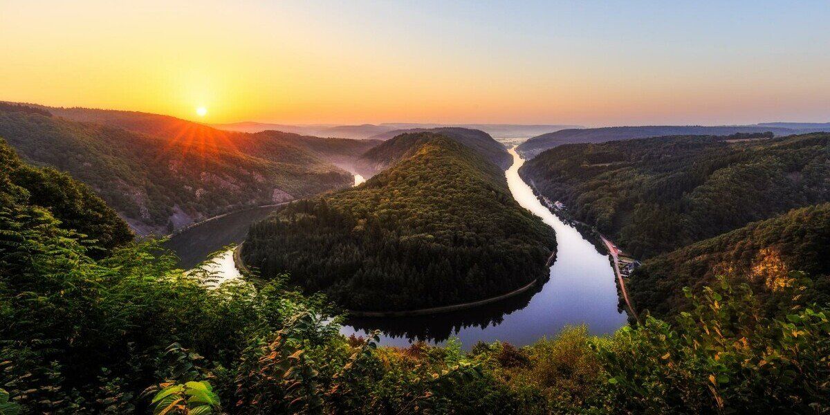 Saarschleife bei Sonnenuntergang