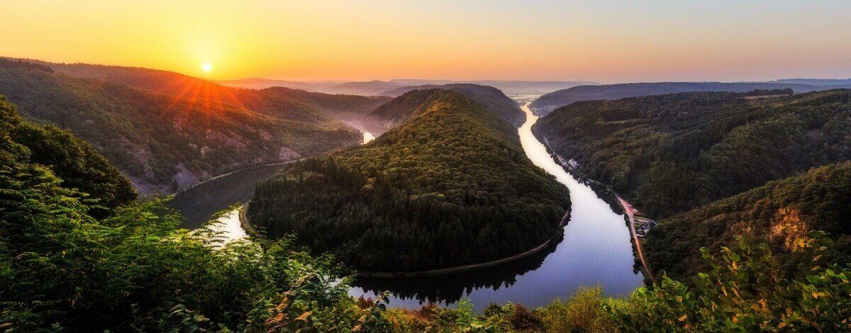 Saarschleife bei Sonnenuntergang