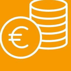 Ein Icon mit Münzen symbolisiert die Kosten von Windenergie