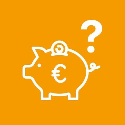 Ein Icon bildet ein Sparschwein und ein Fragezeichen ab, um die Frage aufzuwerfen, ob es noch eine Förderung für Gasheizungen gibt.  