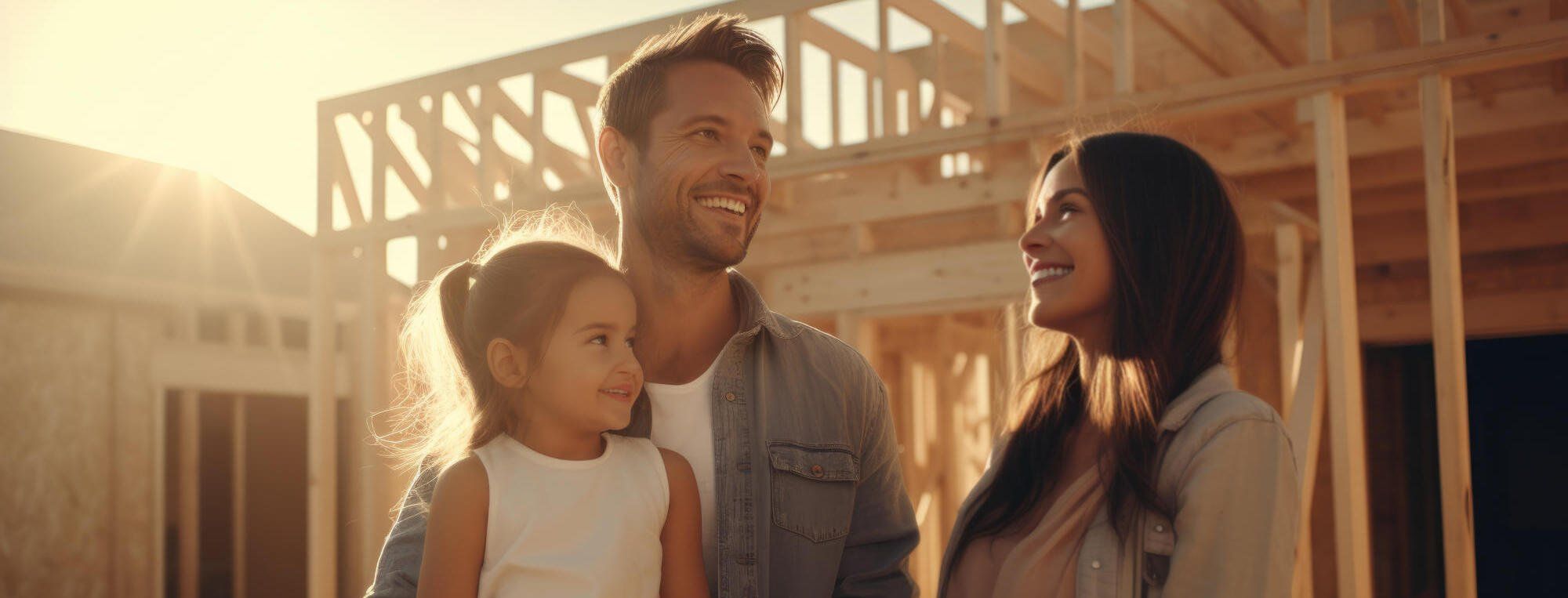 Familie beim Hausbau